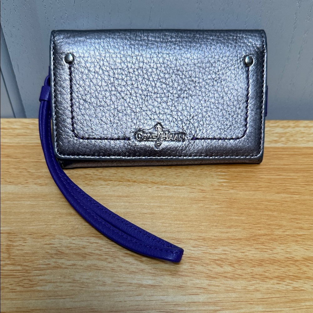 Cole Haan Wallet /Wristlet Metallic Silver & Purple